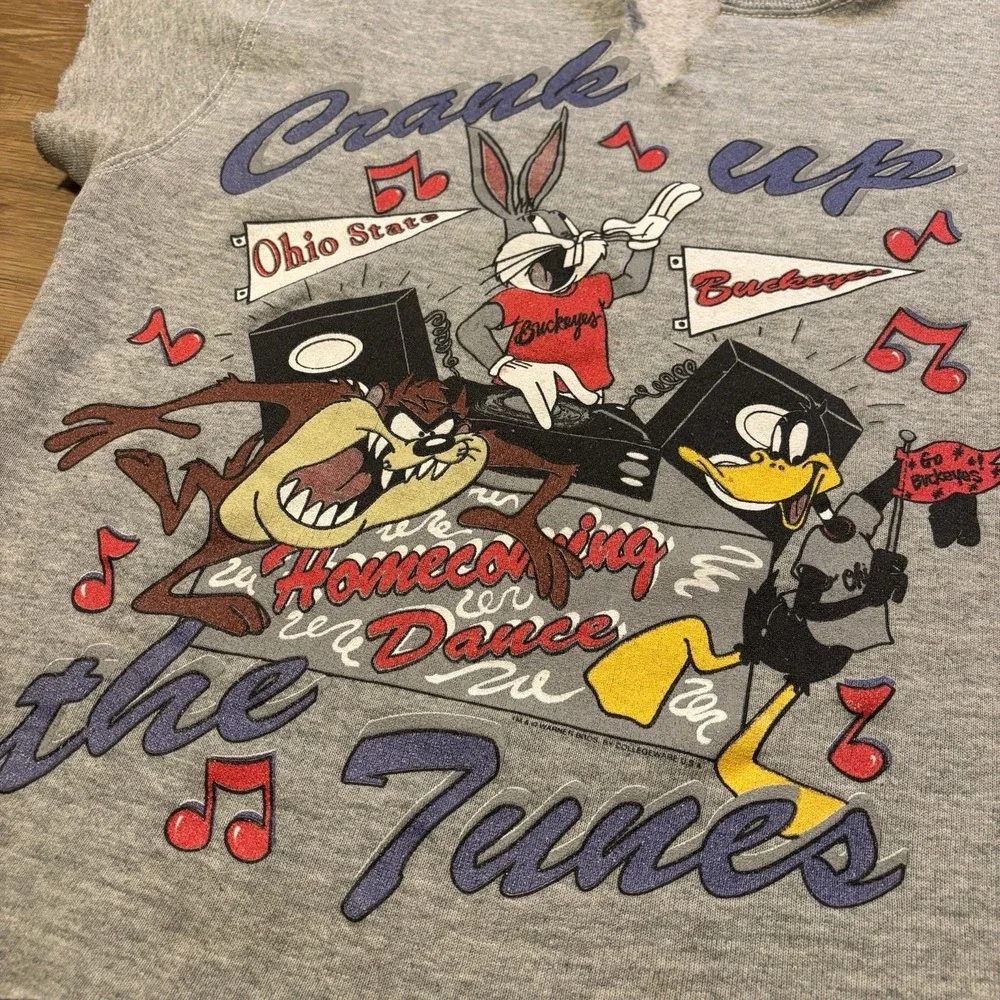 VTG 90s Ohio State Looney Tunes Homecoming Sweatshirt Small Cutoff Cropped Shirt
